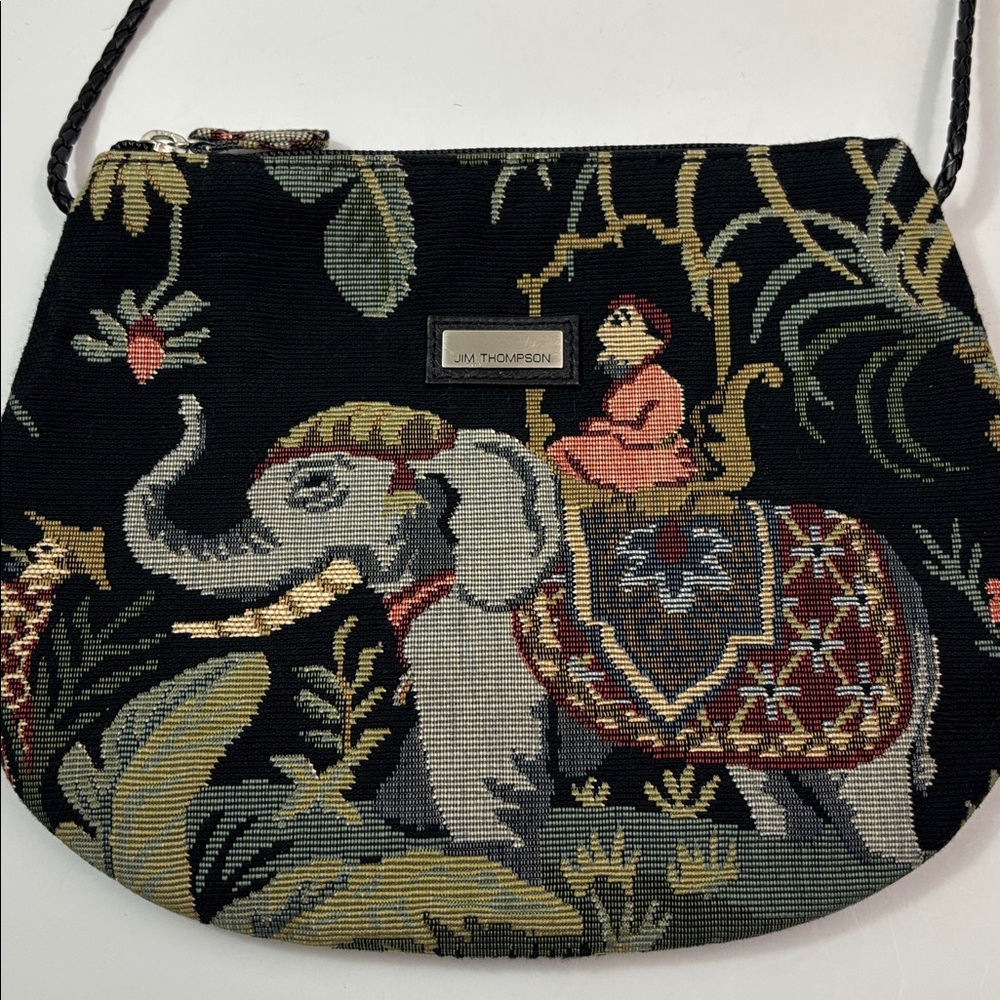 Vintage tapestry elephant purse by Jim Thompson, EVC